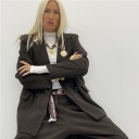 completo giacca over e pantalone modello wide leg velvet